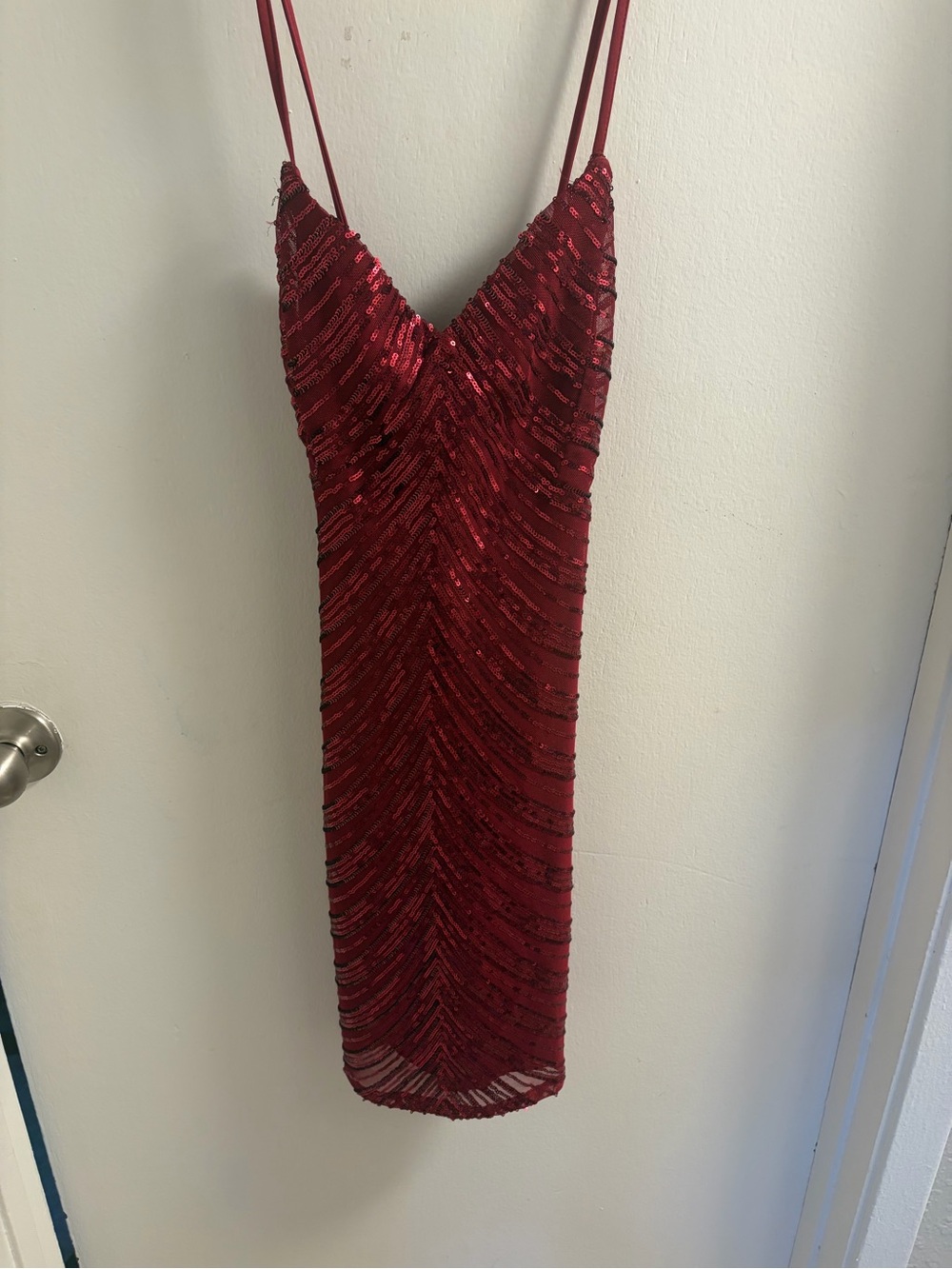 Red Sequin Slip Mini Dress